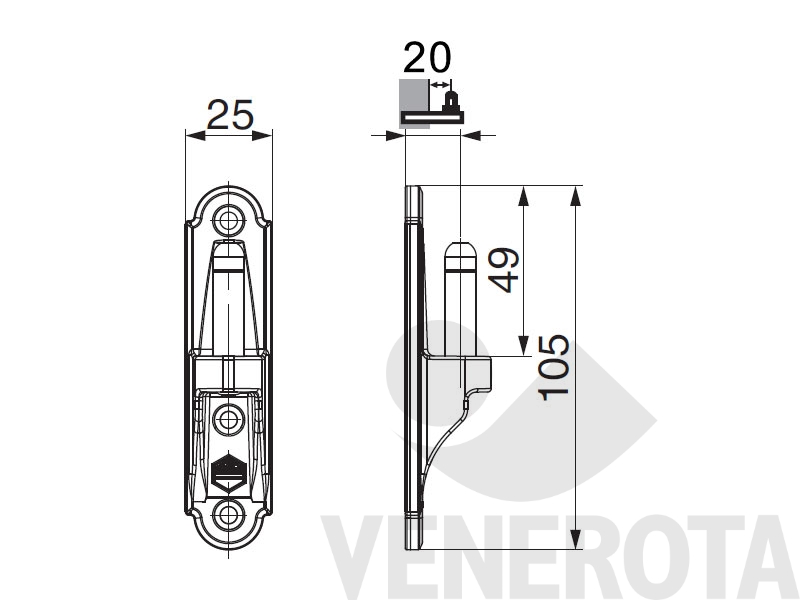 Immagine di Cardine su piastra corta 25 mm per spalletta rivestita e Spessore Maico