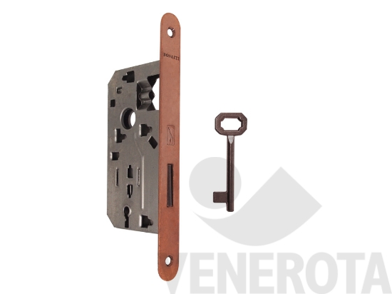 Immagine di Serratura patent solo catenaccio con chiave - bordo tondo - frontale 20 mm Bonaiti