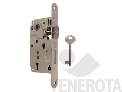 Immagine di Serratura patent Centro con catenaccio e chiave - bordo tondo - frontale 22 mm AGB