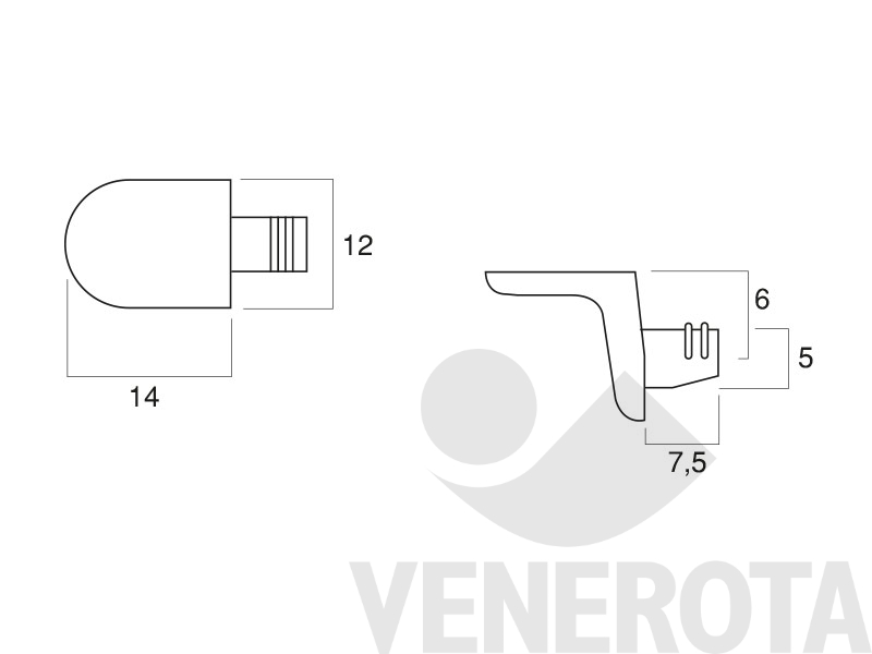 Immagine di Mensolina reggipiano a paletta con perno - diametro 5 mm Permo