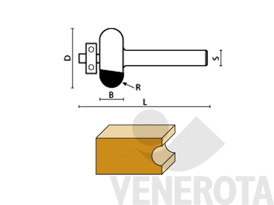 Immagine di Fresa HW a raggio convesso con cuscinetto A138 gambo 6 mm Klein