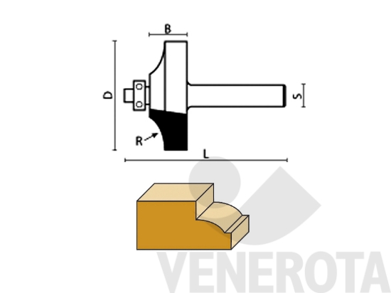 Immagine di Fresa HW a raggio concavo schiacciato con cuscinetto A143 6 mm Klein