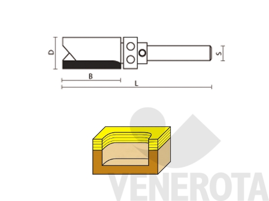 Immagine di Fresa HW diritta con cuscinetto superiore A160 gambo 6 mm Klein