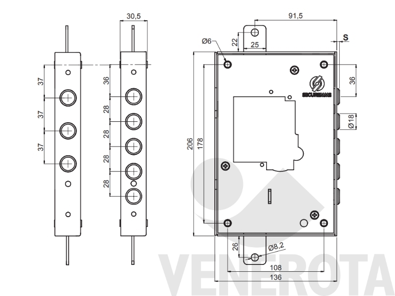 Immagine di Serratura senza cuore per porte blindate serie 251 senza scrocco Securemme serie 251