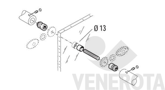 Immagine di Kit fissaggio doppio per vetro PBA