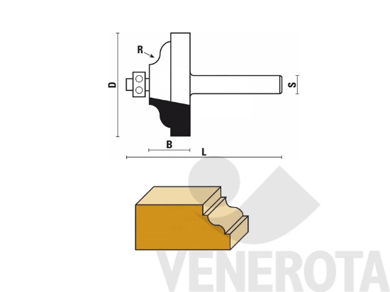 Immagine di Fresa HW a doppio raggio con cuscinetto A133 gambo 6 mm Klein