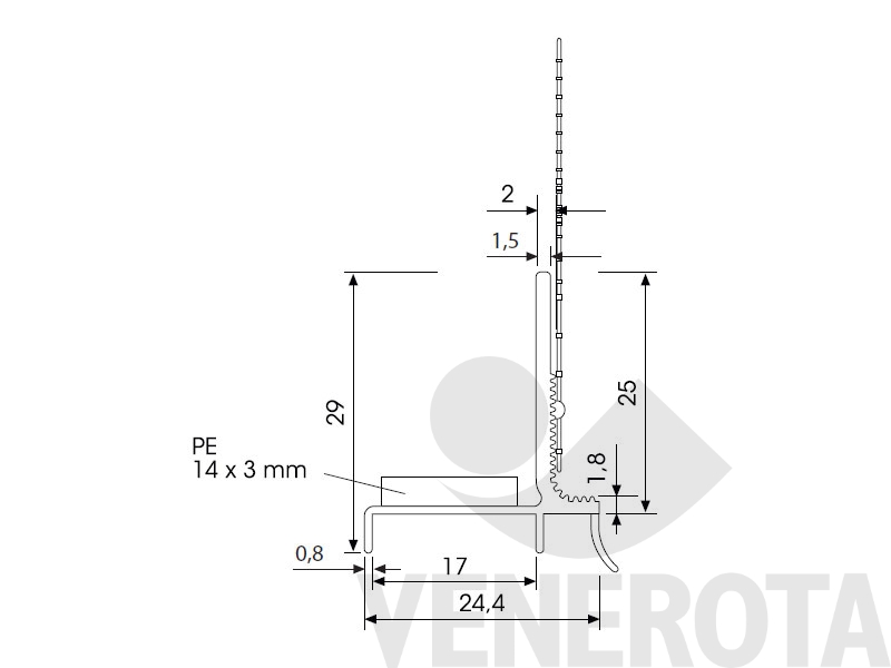 Immagine di Profilo adesivo con rete per intonaco e cava 17mm per nastro precompresso Maico