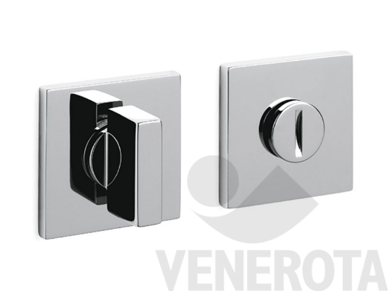 Immagine di Coppia bocchette quadre basse Space Q per porte WC con chiavistello - dimensioni 51x51 mm Olivari