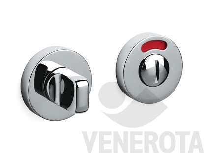 Immagine di Coppia bocchette tonde Verona V per porte WC con chiavistello e indicatore libero/occupato - diametro 47 mm Olivari