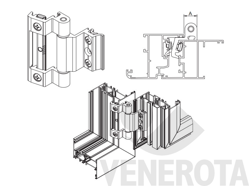 Immagine di Cerniera a pettine in alluminio estruso Erre 40 Master Italy 3421.71