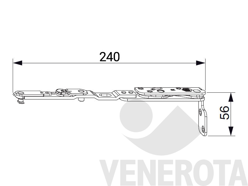 Immagine di Braccio cerniera A-B con supporto (V2) Multi Power PB 24 legno LBB 255-1.400 scost.13 argento Maico