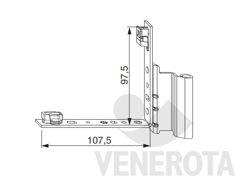 Immagine di Angolo cerniera PVC per cava ferramenta Maico