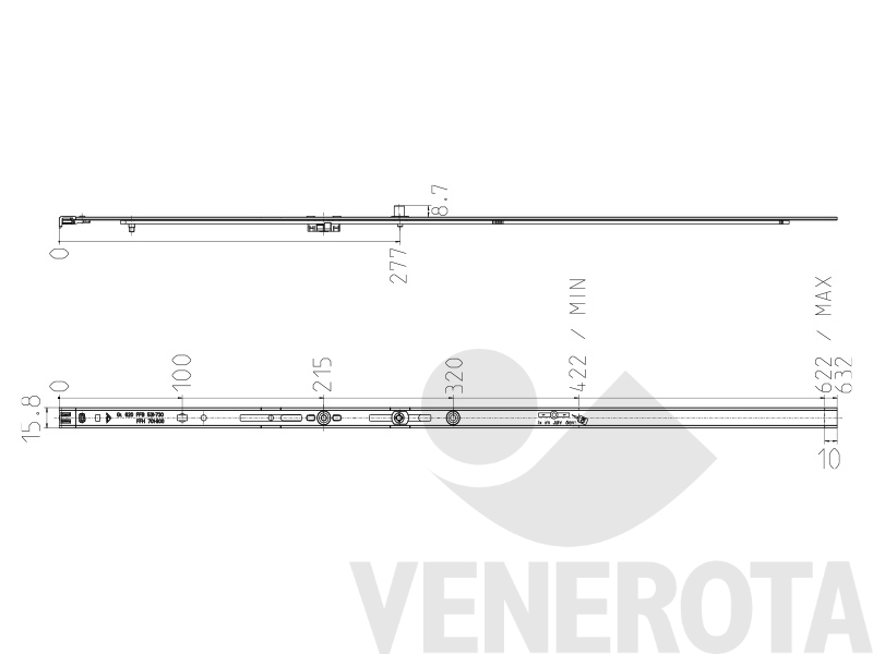 Immagine di Componente verticale NT per finestra ad arco o a trapezio RB 620 Roto 245717