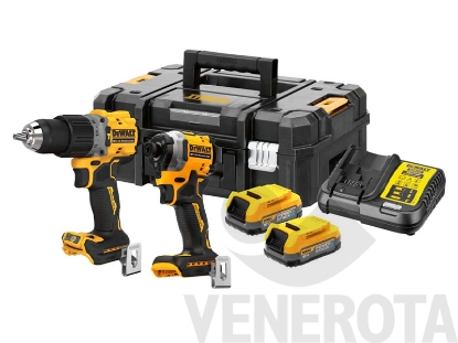 Immagine di Kit valigetta trapano avvitatore a percussione e ad impulsi XR Powerstack DeWALT DCK2050E2T-QW