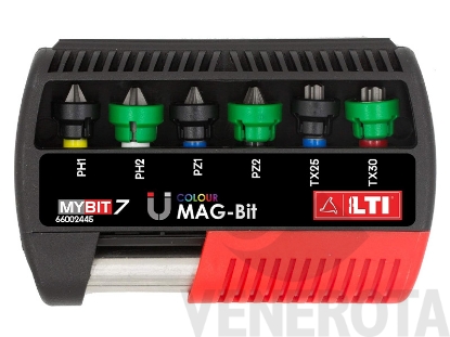 Immagine di Set 6 inserti Colour Mag Bit con portainserto magnetico LTI