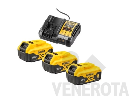 Immagine di Kit 3 batterie XR Li-ion 18V 5Ah + caricabatterie DeWalt DCB1104P3-QW 