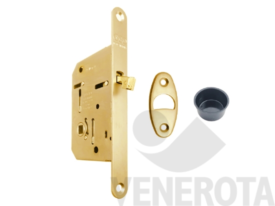 Immagine di SERRATURA SCIVOLA TRE BAGNO F=16 E=40 Q.8 ACC.OTTONATO