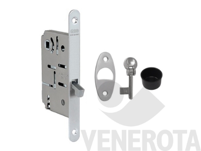 Immagine di Serratura a gancio per porta scorrevole patent Scivola T bordo tondo - frontale 16 mm AGB