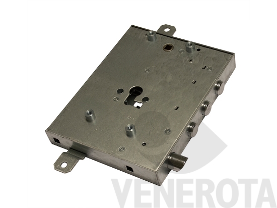 Immagine di Serratura triplice ad applicare a cilindro con ghigliottina e perni filettati per porte blindate Gardesa Mottura