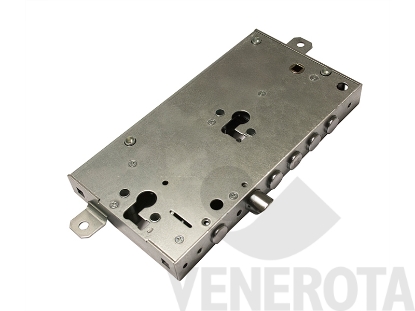 Immagine di Serratura triplice ad applicare a doppio cilindro con ghigliottina e boccole filettate per porte blindate Effepi/Cocif Mottura